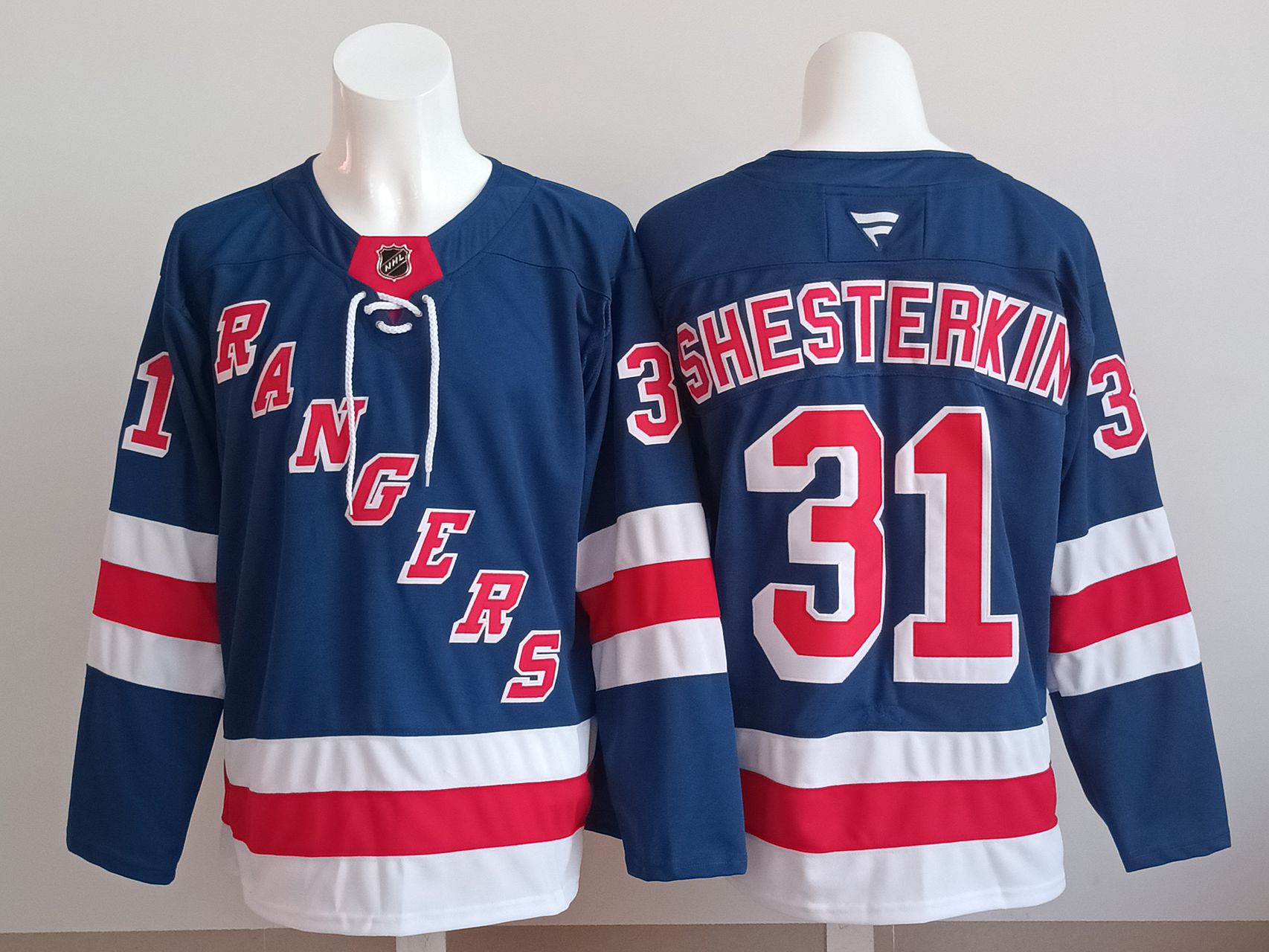 Men 2025 New York Rangers 31 Shesterkin Blue NHL Jersey style 01